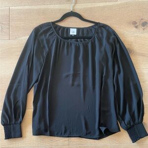 Cabi 4338 Women’s Black Rayon Look Round Trop Blouse Size XS